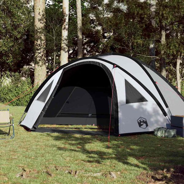 vidaXL Camping Tent Dome 4-Person White Blackout Fabric Waterproof