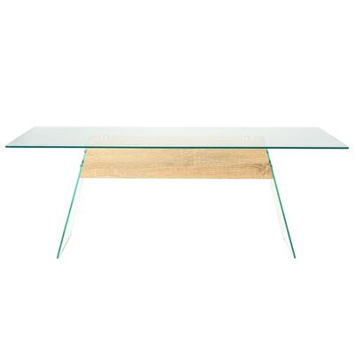 vidaXL Coffee Table MDF and Glass 110x55x40 cm Oak Colour