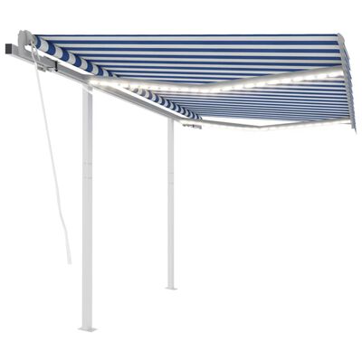 vidaXL Automatic Awning with LED&Wind Sensor 3x2.5 m Blue and White