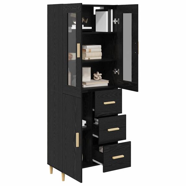vidaXL Highboard Black Oak 69.5 x 34 x 180 cm Engineered Wood