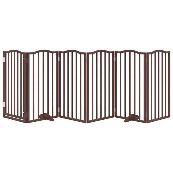 vidaXL Dog Gate with Door Foldable 6 Panels Brown Oak 300 cm Poplar Wood