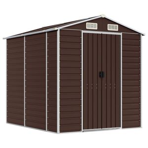 vidaXL Garden Shed Brown 191x215x198 cm Galvanised Steel