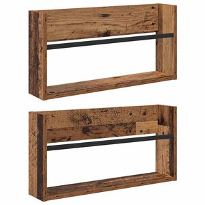 vidaXL Magazine Rack 2 pcs Old Wood 60 x 12 x 30 cm Engineered Wood
