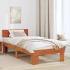 vidaXL Bed Frame with Headboard Wax Brown 100 x 200 cm Solid Pine Wood