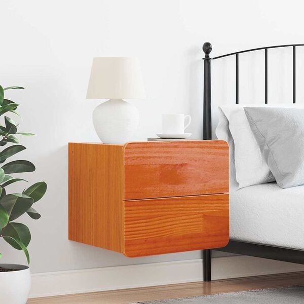 vidaXL Bedside Table Wax Brown 39 x 34 x 33 cm Solid pinewood