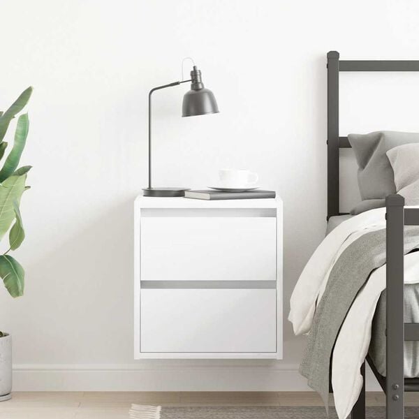 vidaXL Wall-mounted Bedside Cabinet White 38x34x40 cm