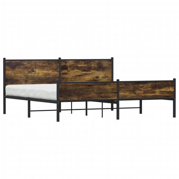vidaXL Metal Bed Frame without Mattress Smoked Oak 200x200 cm