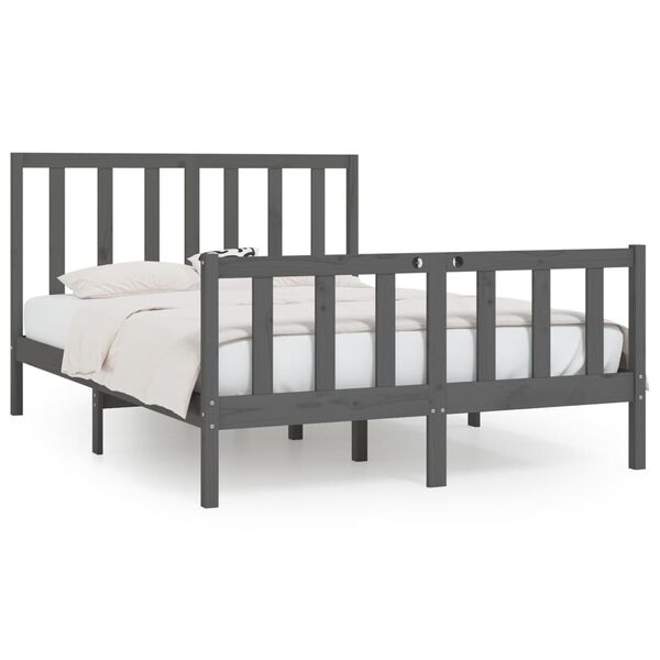 vidaXL Bed Frame without Mattress Grey 150x200 cm King Size Solid Wood