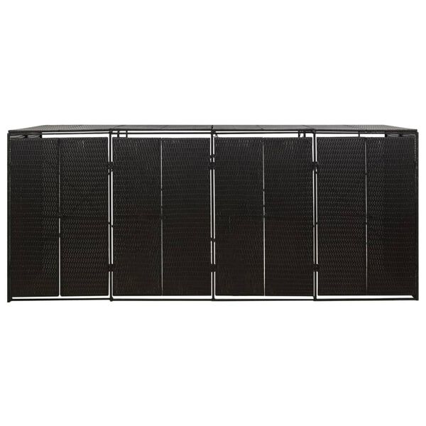 vidaXL Quadruple Wheelie Bin Shed Black 274x80x117 cm Poly Rattan
