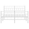 vidaXL Metal Bed Frame without Mattress with Footboard White 120x200cm