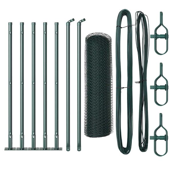 vidaXL Fence Post Green 10 x 0.5 m (13 mm mesh) Steel and PVC