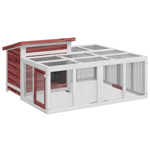 vidaXL Rabbit Hutch Mocha 144x123x67,5 cm Solid Wood Pine