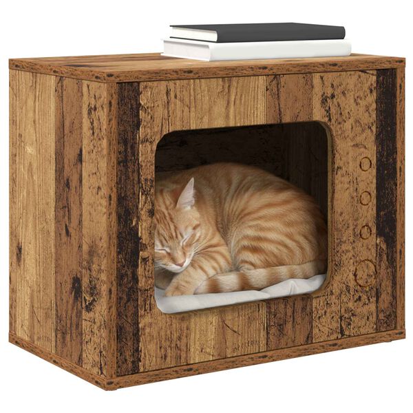 vidaXL Cat House Old Wood 51 x 30 x 42.5 cm Engineered Wood