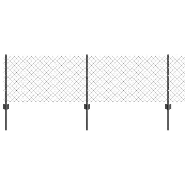 vidaXL Fence with Post Grey 0.6 x 10 m Steel and PVC