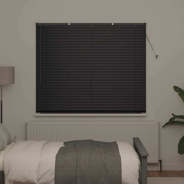 vidaXL Window Blind with Curtains Manual Black Aluminium