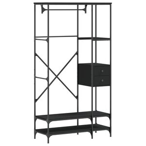 vidaXL Clothes Rack with Shelves Black Engineered Wood