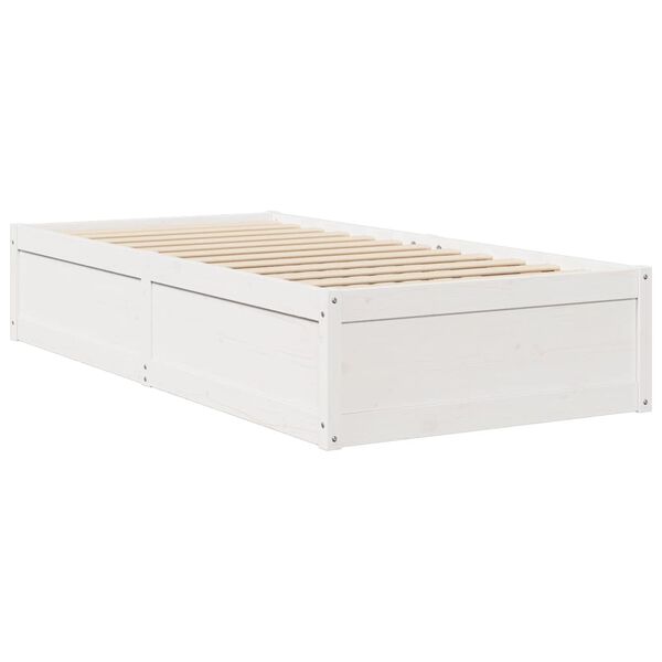 vidaXL Bed with Mattress White 90x200 cm Solid Wood Pine
