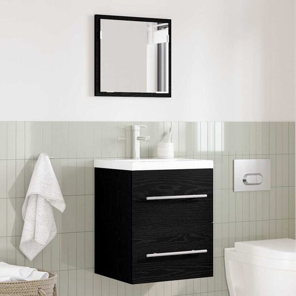 vidaXL Bathroom Furniture Set with Drawer Black 41 x 38.5 x 48 cm
