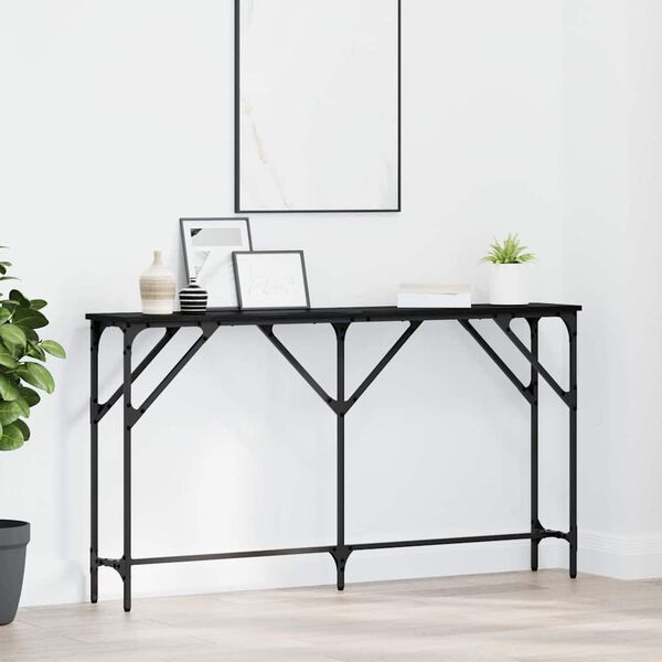 vidaXL Console Table Black oak 140 x 23 x 75 cm