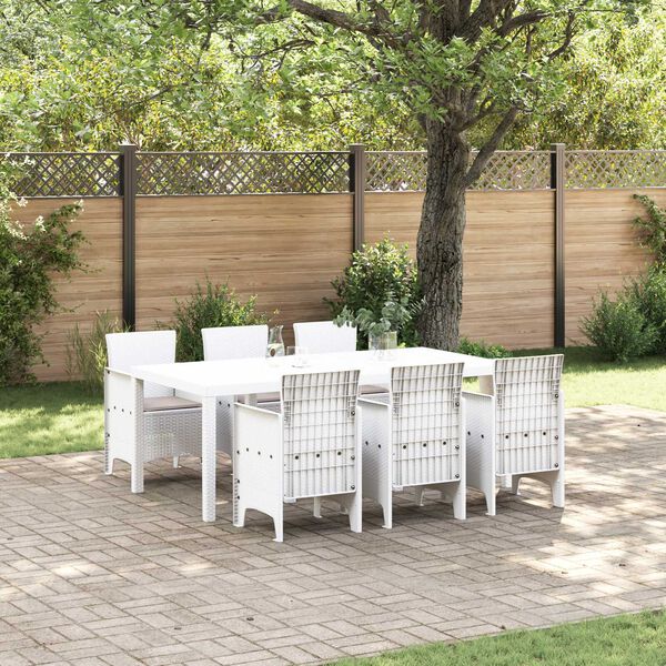 vidaXL Garden Dining Set 7 pcs White Polt rattan