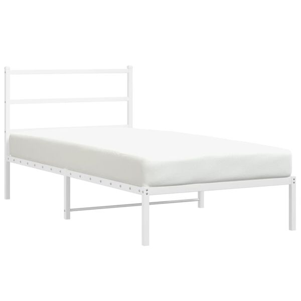 vidaXL Metal Bed Frame without Mattress with Headboard White 107x203cm