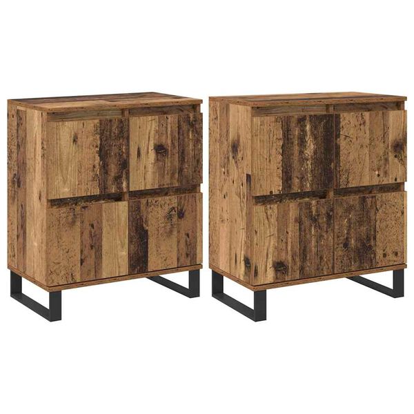 vidaXL Sideboard 2 pcs Old Wood 60 x 35 x 70 cm