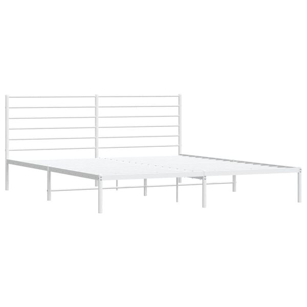 vidaXL Metal Bed Frame without Mattress with Headboard White 183x213cm