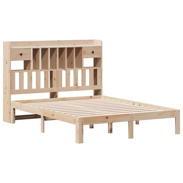 vidaXL Bookcase Bed without Mattress 135x190cm Solid Wood Pine