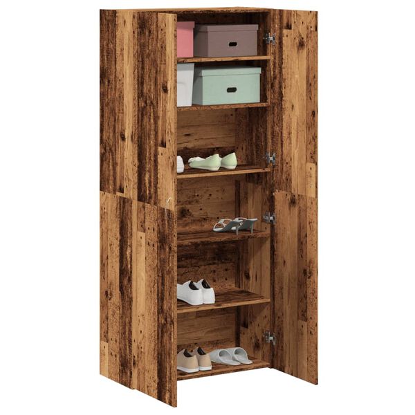 vidaXL Shoe Cabinet Old Wood 80x35.5x180 cm Engineered Wood