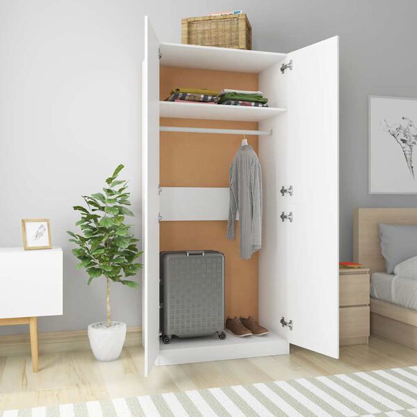 vidaXL Wardrobe White 90x52x200 cm Engineered Wood