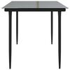 vidaXL Garden Dining Table Black 160x80x74cm Steel and Tempered Glass