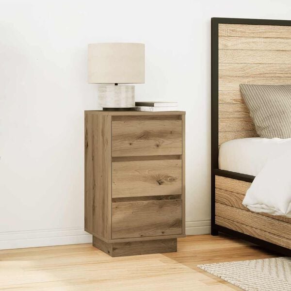 vidaXL Bedside Cabinet with LED Lights&nbsp;Artisan Oak 38x34x65 cm