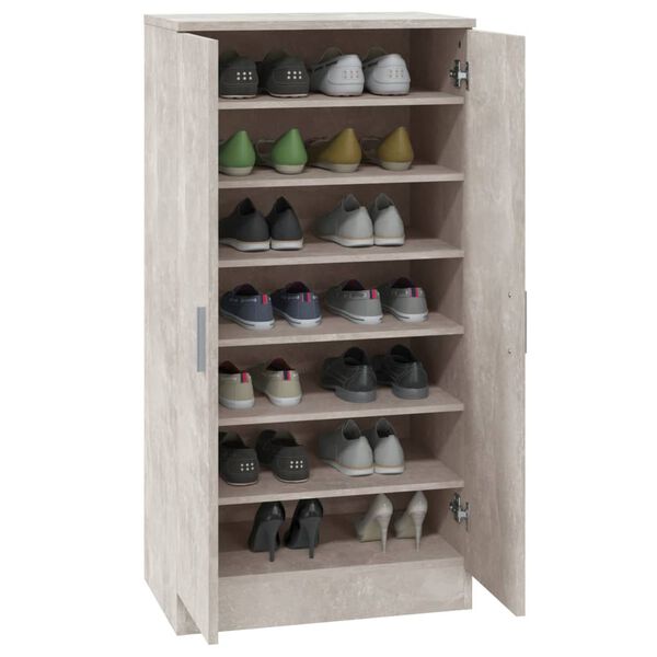 vidaXL Shoe Cabinet Concrete Grey 55x35x108 cm Engineered Wood