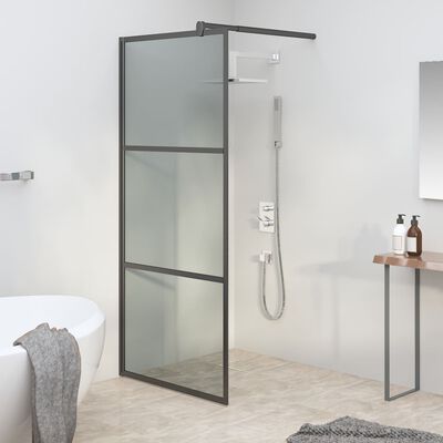 vidaXL Walk-in Shower Wall 80x195cm Dark ESG Glass Black