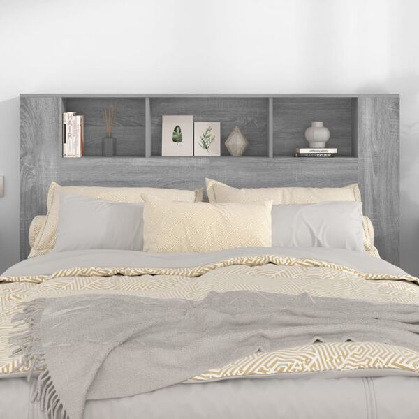 vidaXL Headboard Cabinet Grey Sonoma 160x18.5x104.5 cm