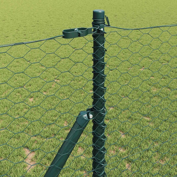 vidaXL Fence Post Green 10 x 1.4 m (36 mm mesh) Steel and PVC