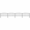 vidaXL Garden Fence with Spear Top Steel 714.5x125 cm Black