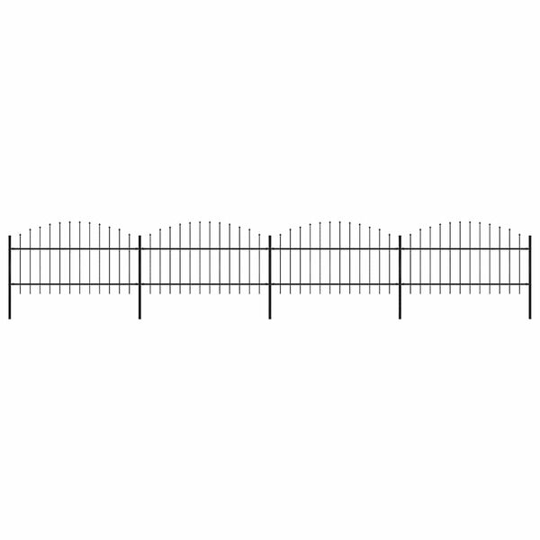 vidaXL Garden Fence with Spear Top Steel 714.5x125 cm Black