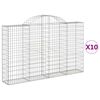 vidaXL Arched Gabion Baskets 10 pcs 200x30x120/140 cm Galvanised Iron