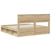 vidaXL Bed Frame with Headboard Sonoma 200 x 200 cm Solid Pine Wood