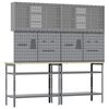 vidaXL Work Bench Set Height Adjustable 8 pcs Grey Powder-Coated Steel
