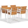 vidaXL 5 Piece Garden Dining Set Solid Teak Wood and Stainless Steel