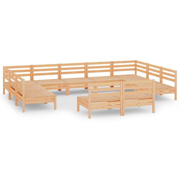 vidaXL 11 Piece Garden Lounge Set Solid Wood Pine