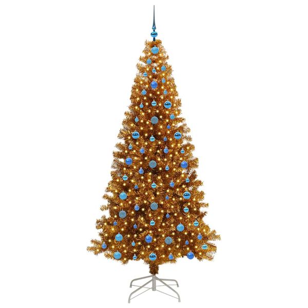 vidaXL Christmas Tree with 300 LEDs with Stand Gold 210 cm PET