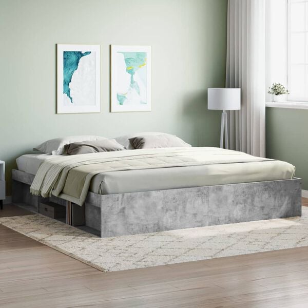 vidaXL Bed Frame without Mattress Concrete Grey 200x200 cm