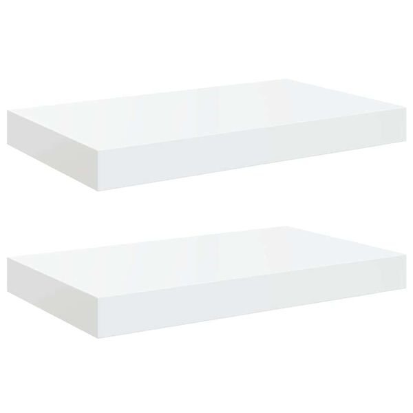 vidaXL Floating Wall Shelves 2 pcs High Gloss White 40x23x3.8 cm MDF