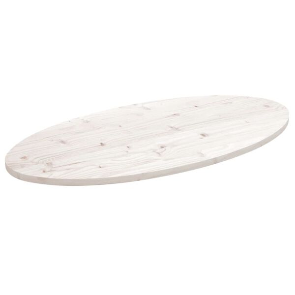 vidaXL Table Top White 110x55x2.5 cm Solid Wood Pine Oval