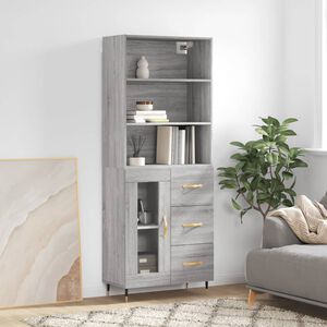 vidaXL Highboard Grey Sonoma 69,5x34x180 cm Engineered Wood
