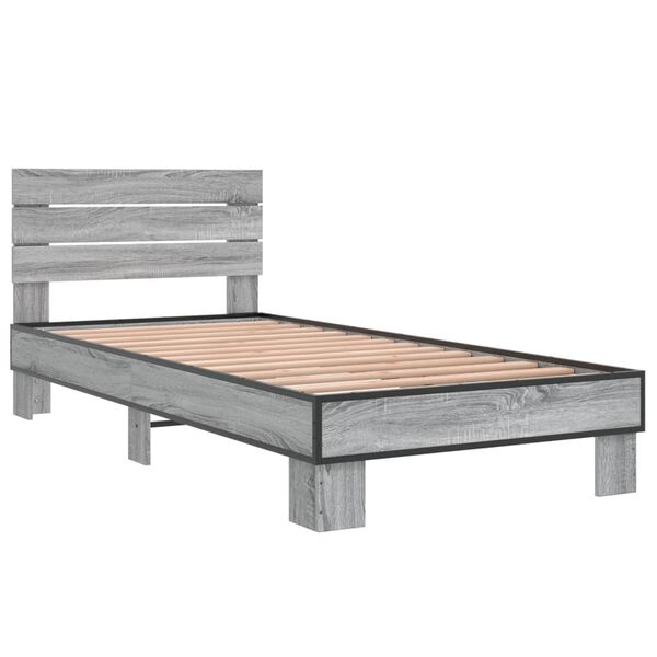 vidaXL Bed Frame without Mattress Grey Sonoma 90x200 cm