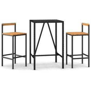 vidaXL Garden Bar Set | Black | Poly Rattan | Medium | Tough | Garden Bar Set